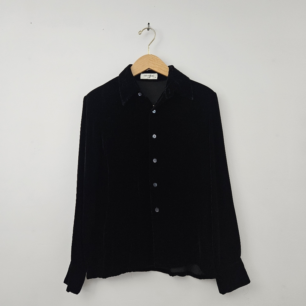 Equipment Black Velvet Button Down Shirt
